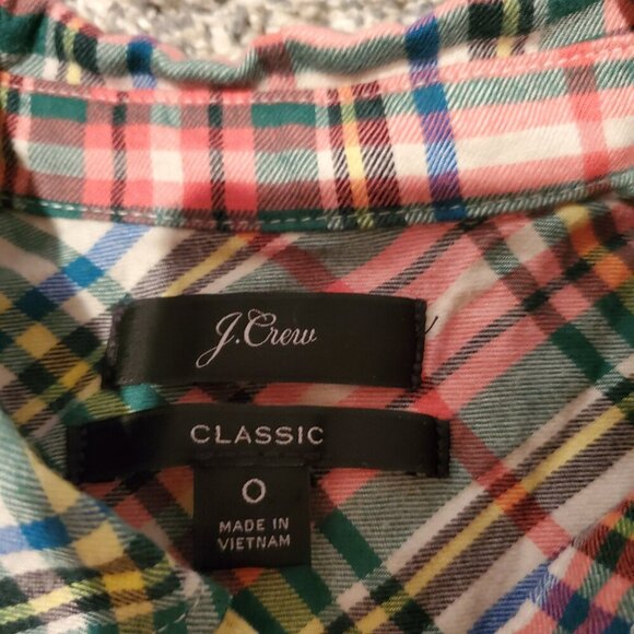 J Crew Classic Fit Boy Shirt Coral Tartan Flannel Button Down 0 - Picture 3 of 5